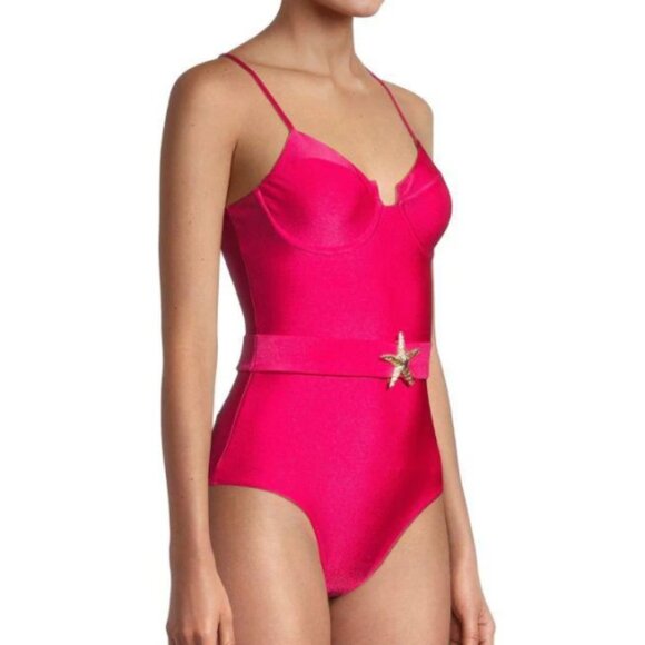 PatBO 'Starfish' Belted One-Piece Swimsuit, Cerise Pink - Picture 2 of 4